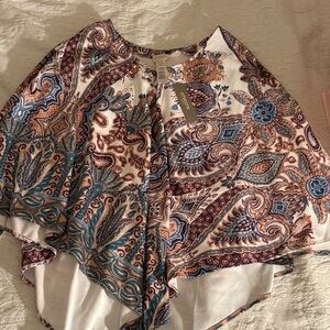 Chico's Multicolor Floral suede poncho